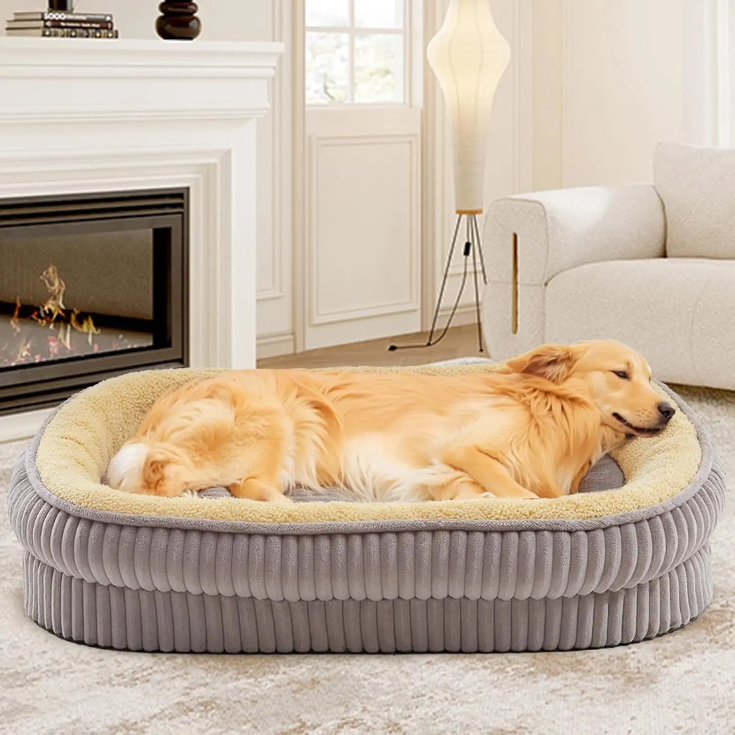 Lit orthopédique pour Chiens de très Grande Taille 89X71X19cm gris