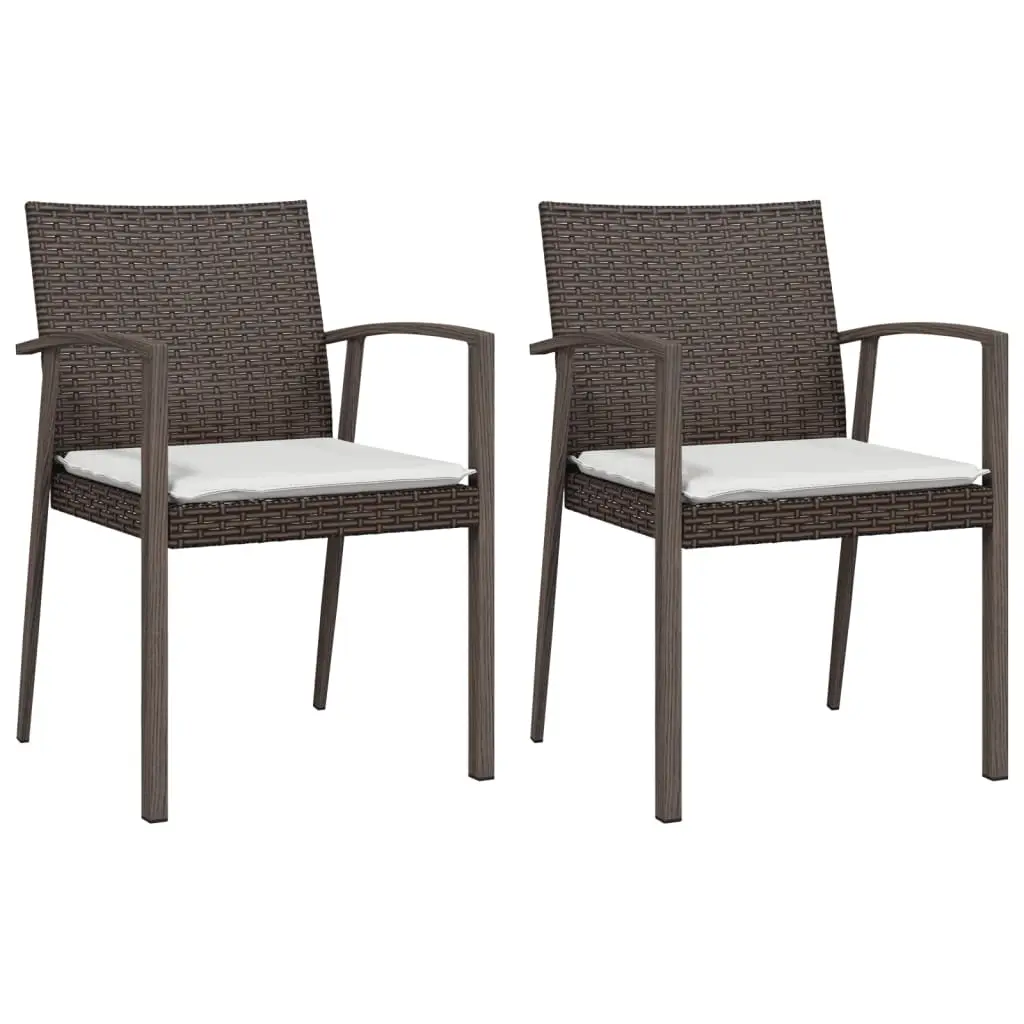 Lot de 2 Chaises de jardin | Chaise d’extérieur coussins marron 56,5x57x83 cm rotin