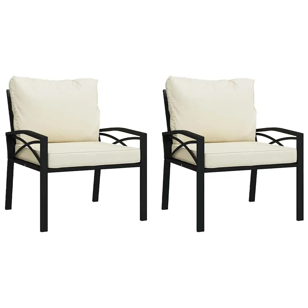 Lot de 2 Chaises de jardin | Chaise d’extérieur et coussins sable 68x76x79 cm acier