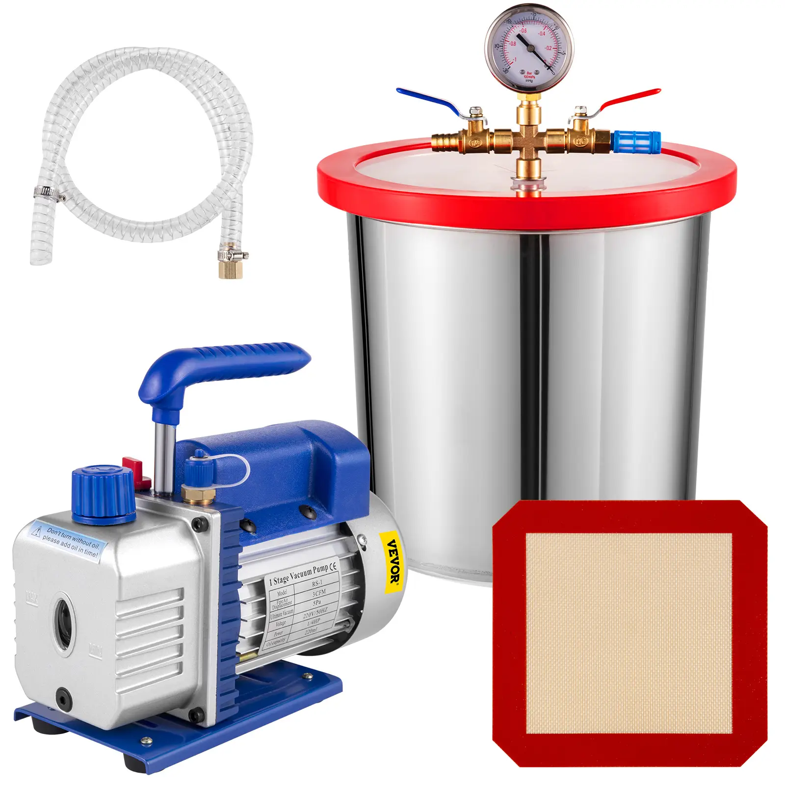 VEVOR Kit pompe à vide 85 L/min avec chambre à vide 12L, dégazage réfrigérant bruit réduit.