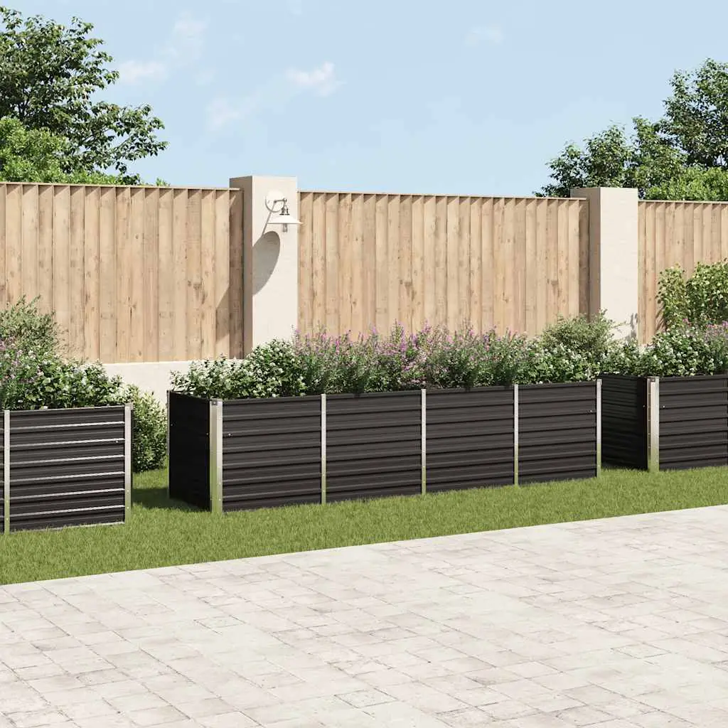 Lit surélevé de jardin Anthracite 320x80x77 cm Acier galvanisé vidaXL 45728