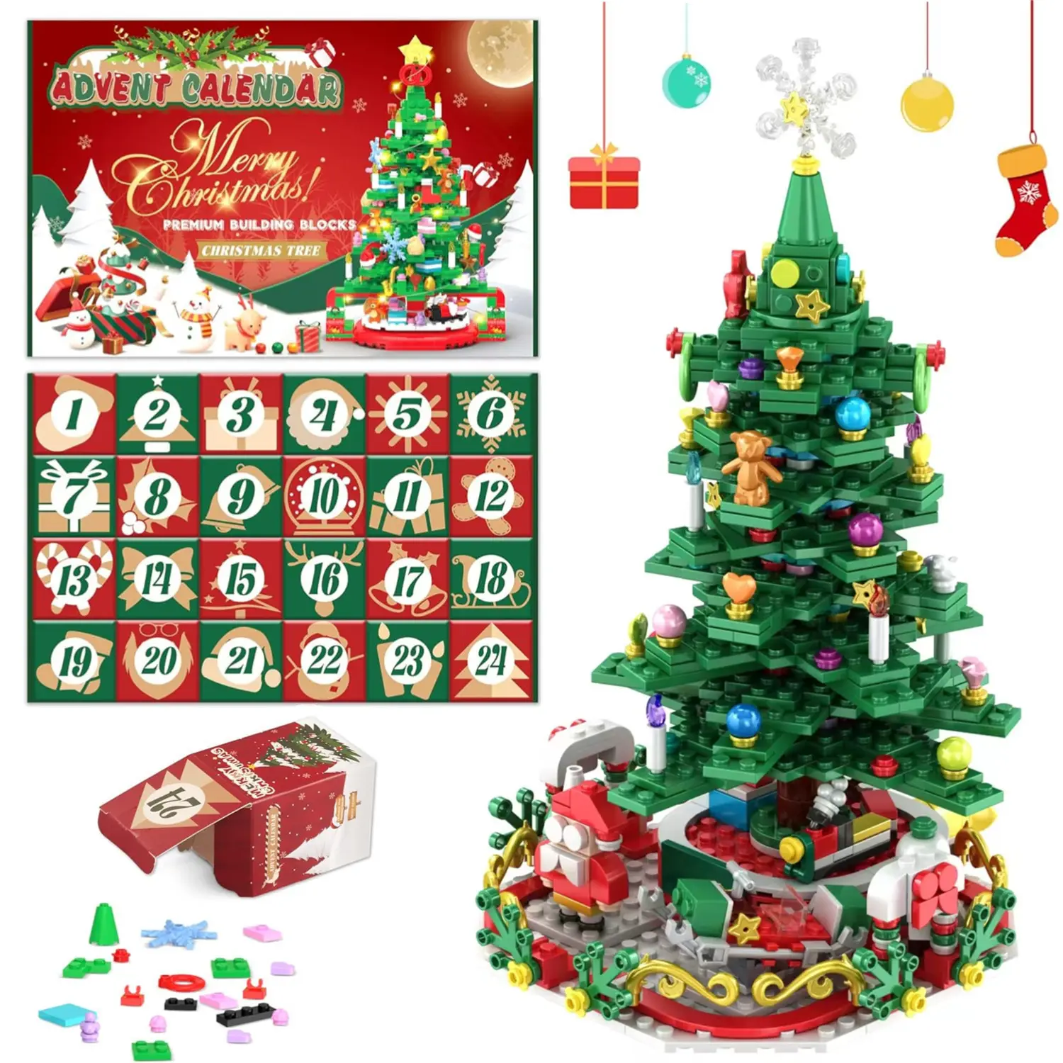 Jouet de construction pour sapin de Noël, décoration de Noël pour salon ou chambre, cadeau pour filles et garçons à partir de 12 ans