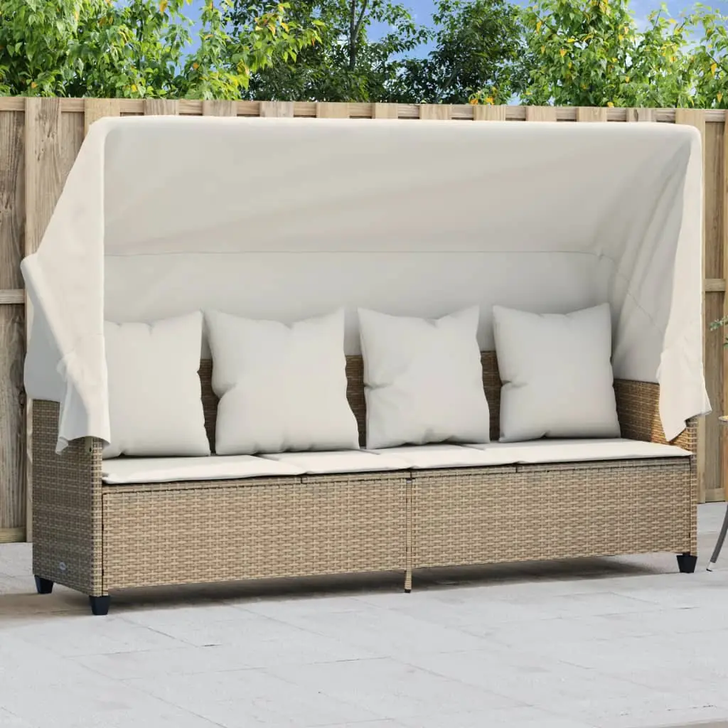 Lit Détente Extérieur Auvent Résine Tressée Beige Multi-Pos – ComfortXL Outdoor Living