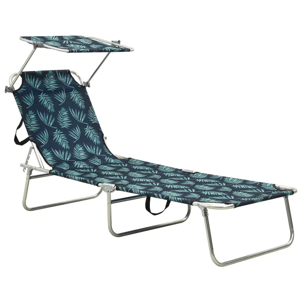 Lit de Plage Aluminium Pliant Auvent Feuilles Turquoise – ComfortXL Outdoor Living