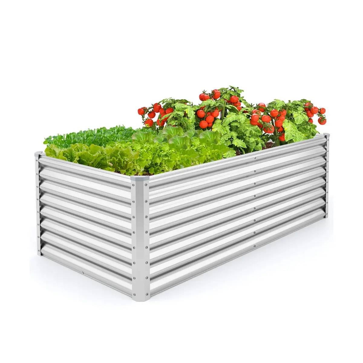 Lit de Jardin Surélevé Ouvert Jardinière Surélevée Rectangulaire en Métal avec Protection d’Angle Epaisse 180x95x60cm Argent F326R