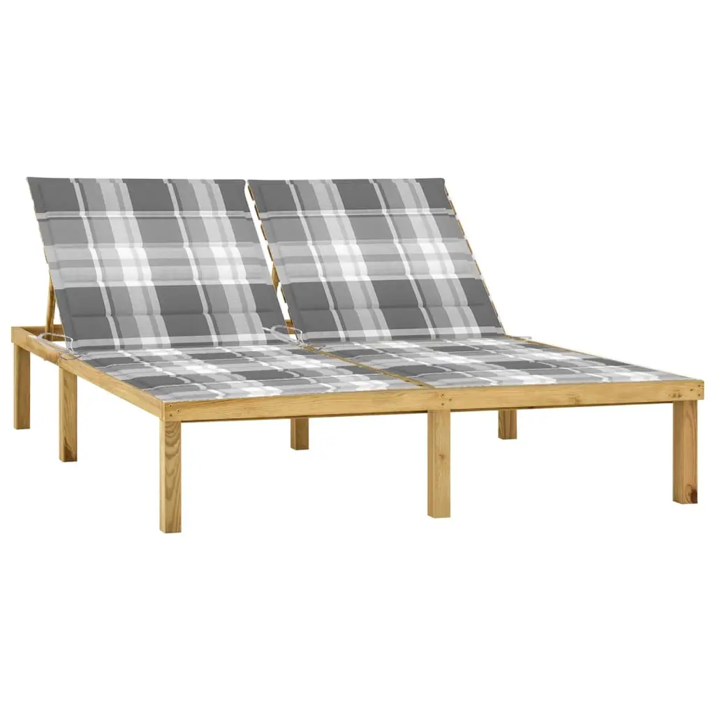 Lit Jardin Double Pin Traité Coussins à Carreaux Gris – ComfortXL Outdoor Living