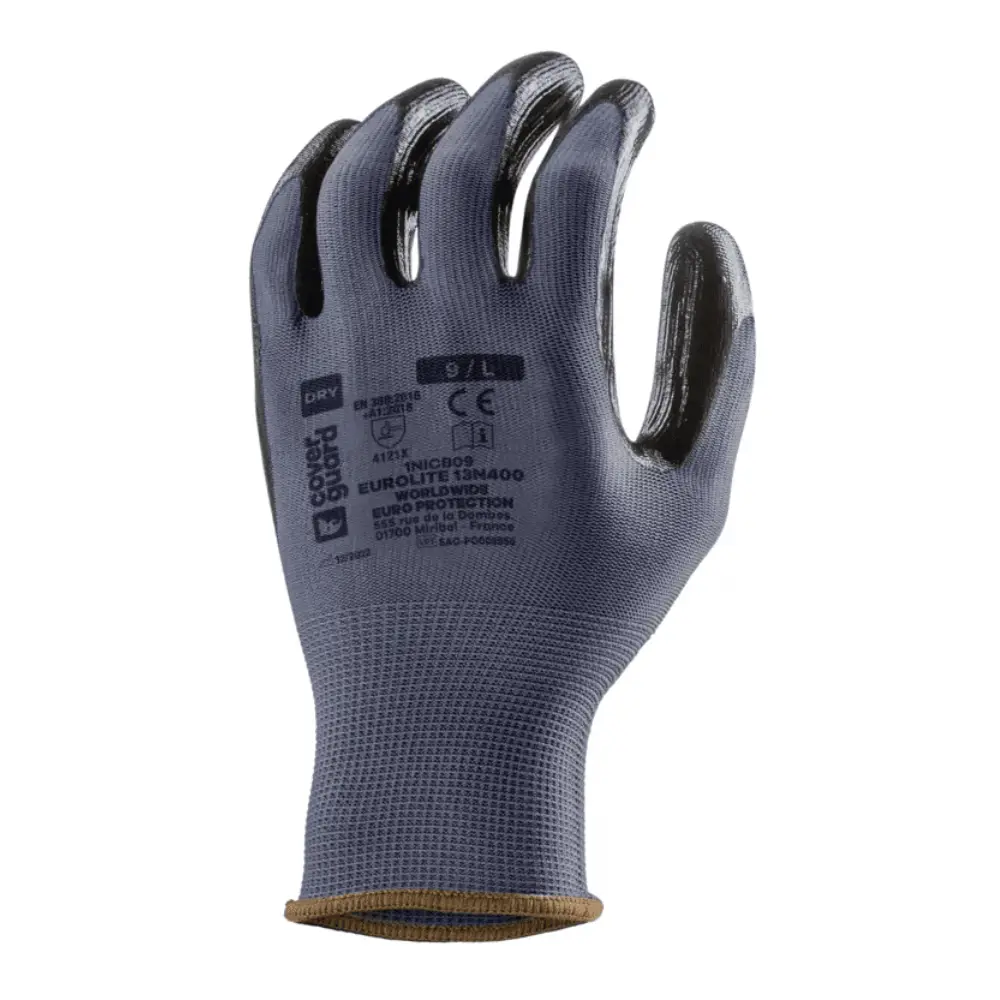 Lot de 10 Gants de travail COVERGUARD EUROLITE 13N400 Gris 7