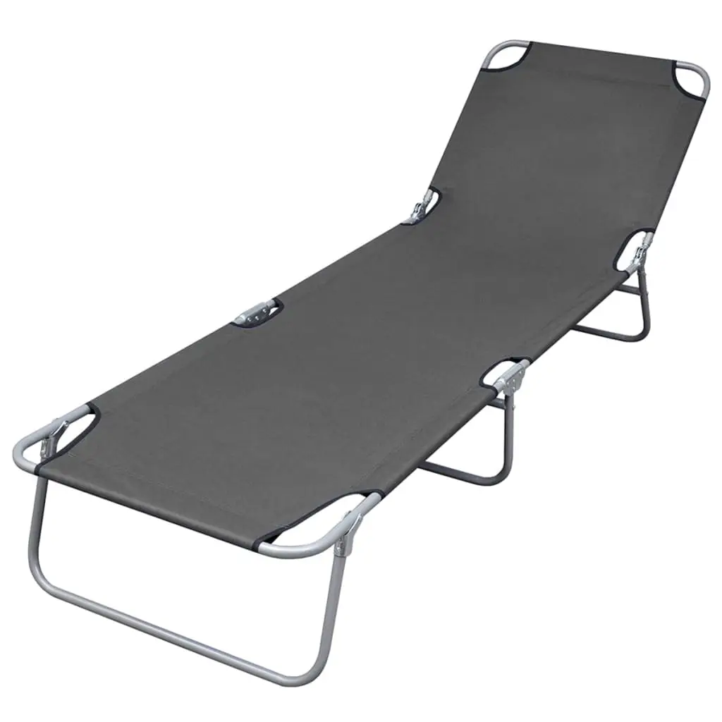 Lit de Camp Pliable Dossier Réglable Gris – ComfortXL Outdoor Living