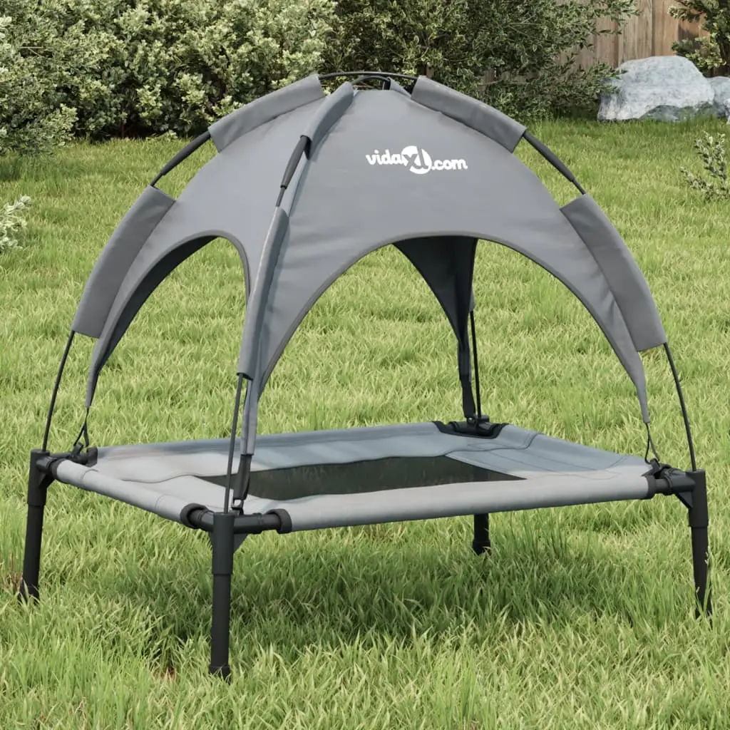 Lit pour chien avec auvent anthracite tissu Oxford et acier vidaXL 172592