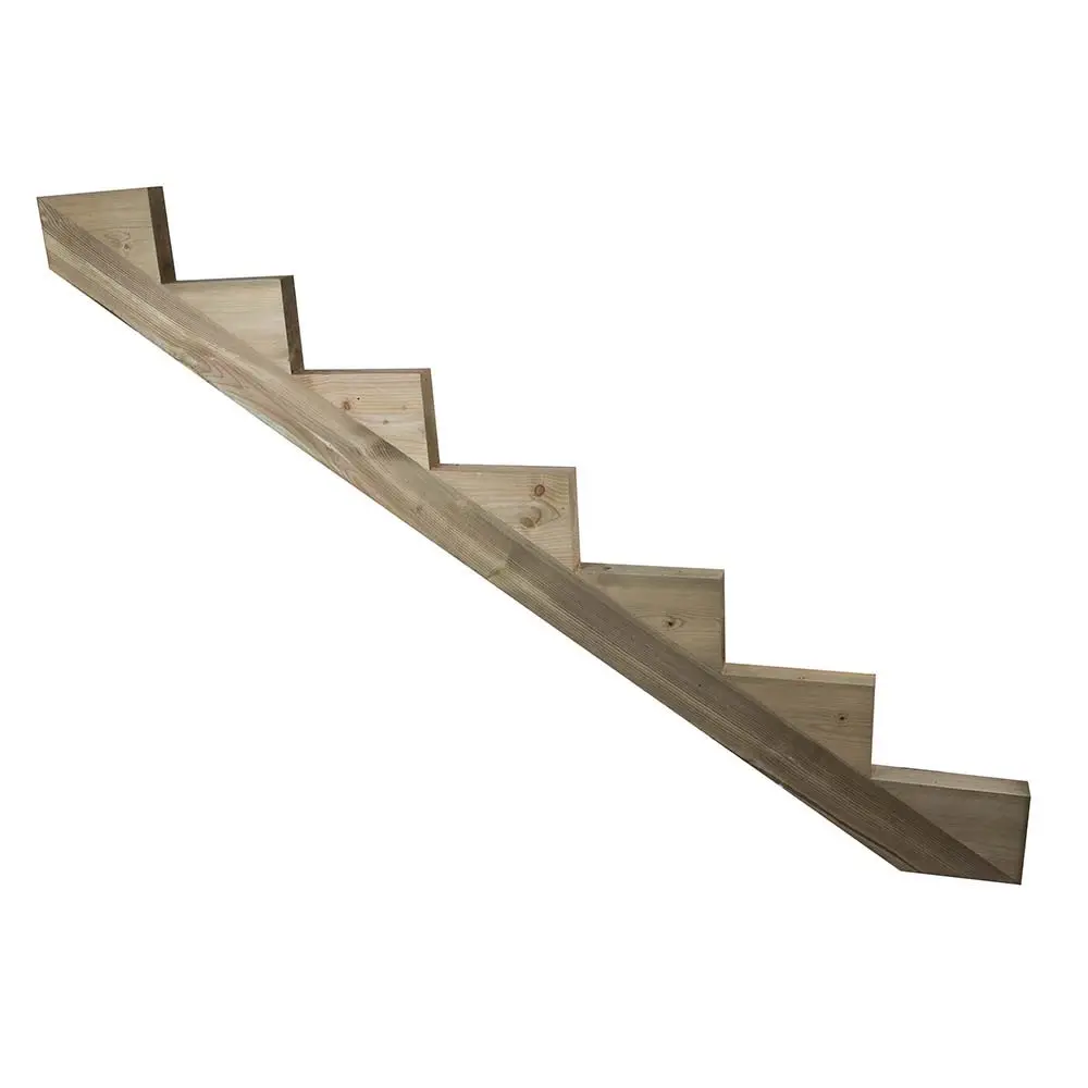 Limon 7 Marches Escalier Pin Traite – Escalier Extérieur – Pré-entaillé