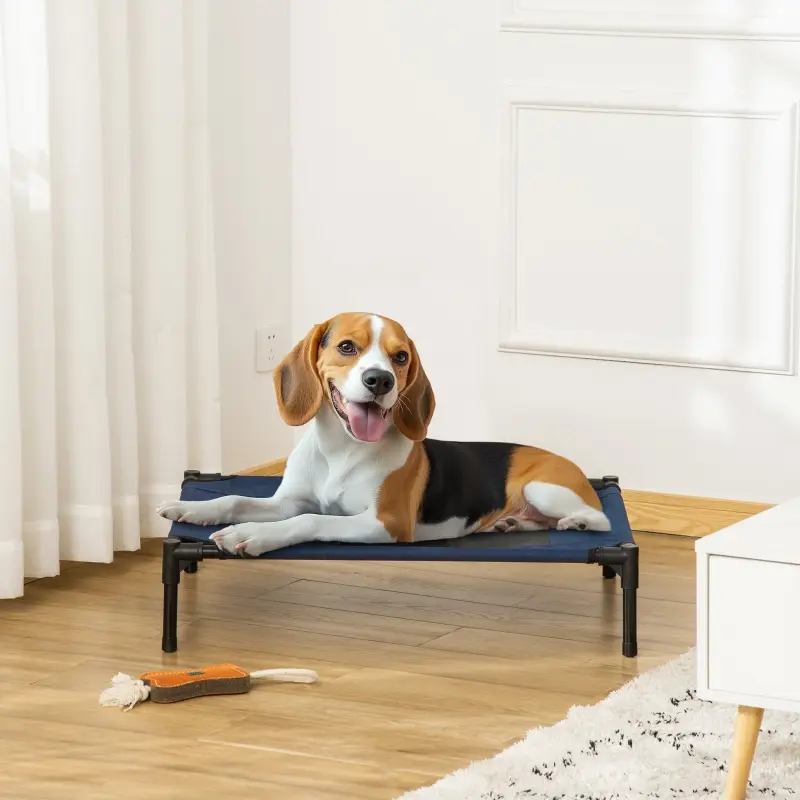 Lit Chien Surélevé Tissu Oxford Intérieur Extérieur Camping Respirant 76x61cm Bleu – ComfortXL pet Living