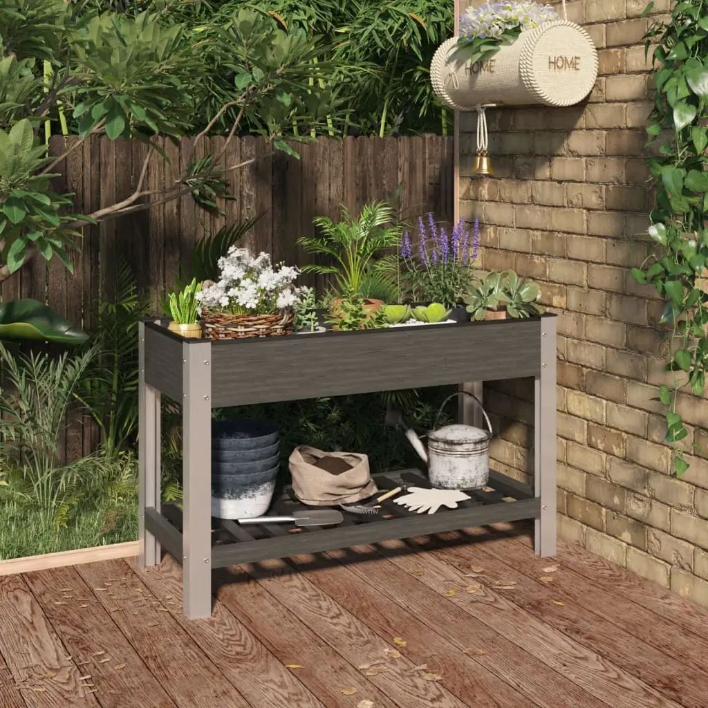 Lit surélevé de jardin avec étagère Gris 120x50x75 cm WPC vidaXL 362570