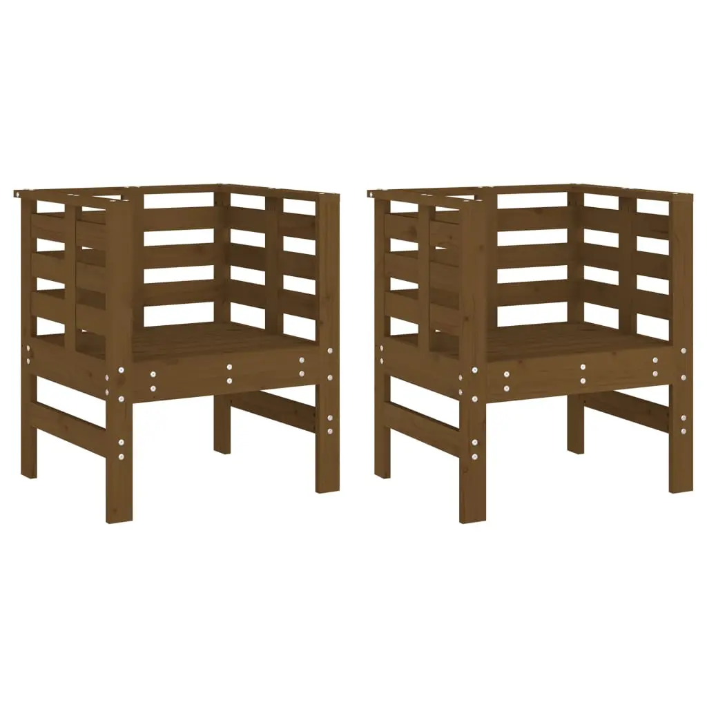 Lot de 2 Chaises de jardin | Chaise d’extérieur marron miel 61,5x53x71 cm pin massif