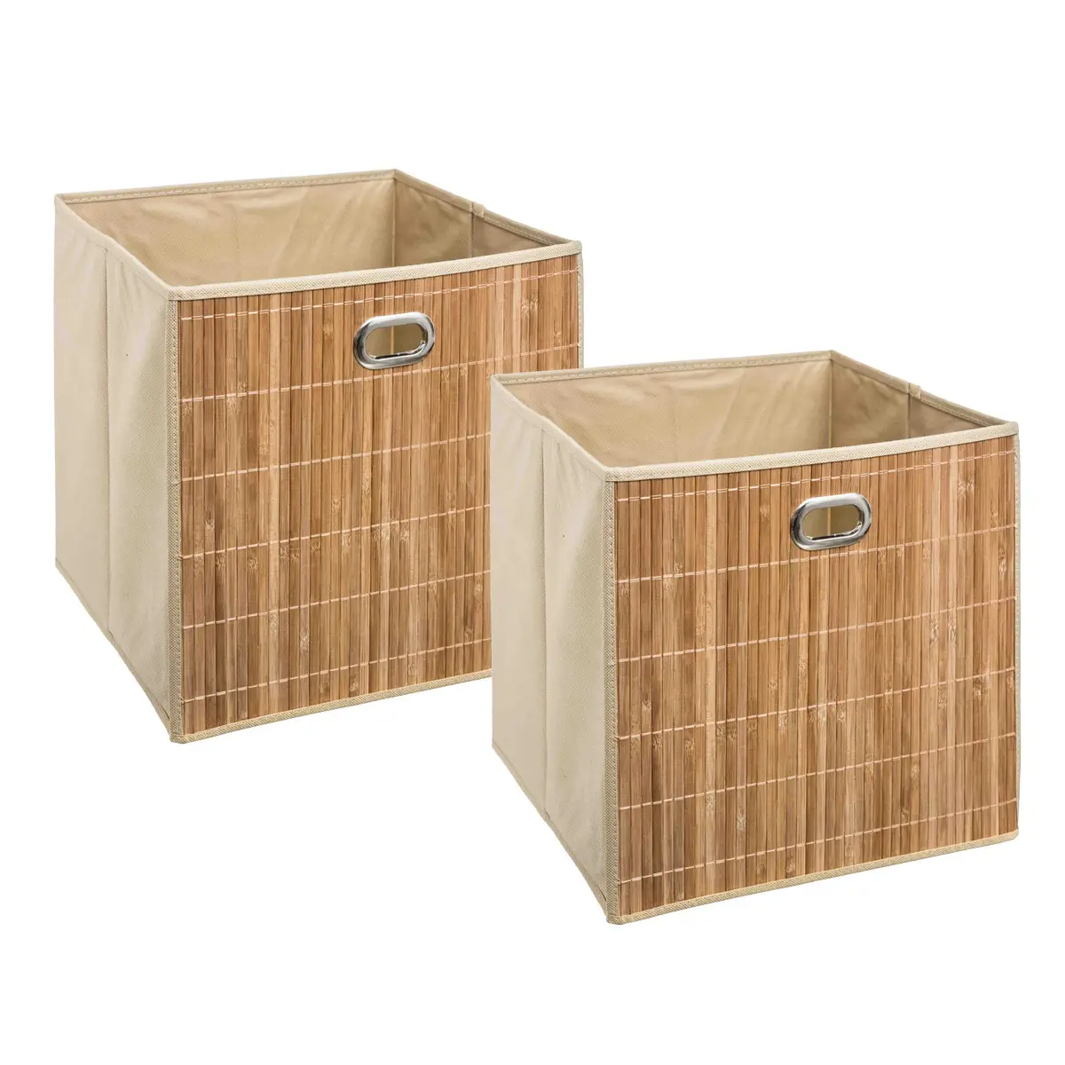 Lot de 2 Boîtes de rangement Bambou Naturel 31 x 31 cm