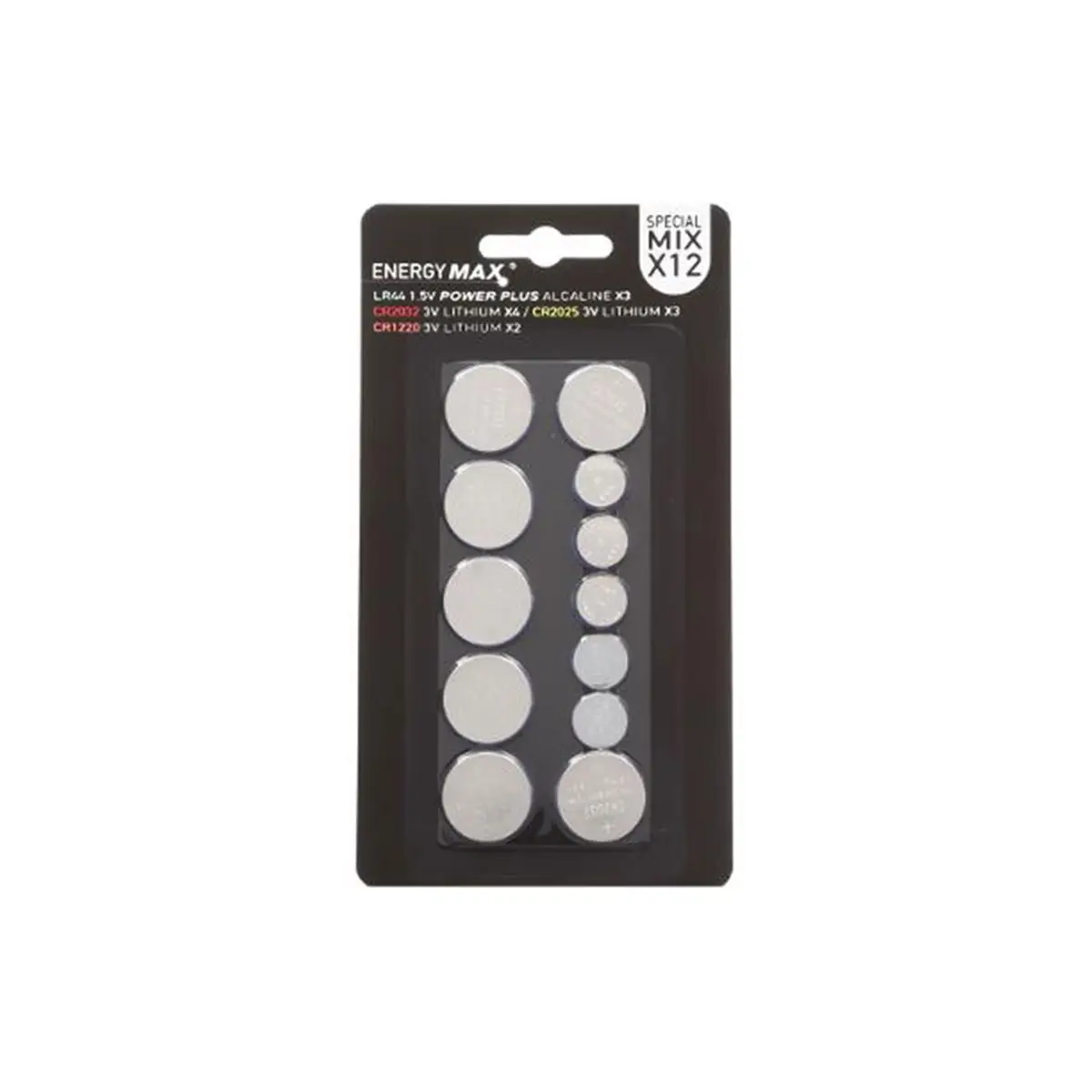 Lot de 12 Piles Rondes «Energy» 15cm Argent