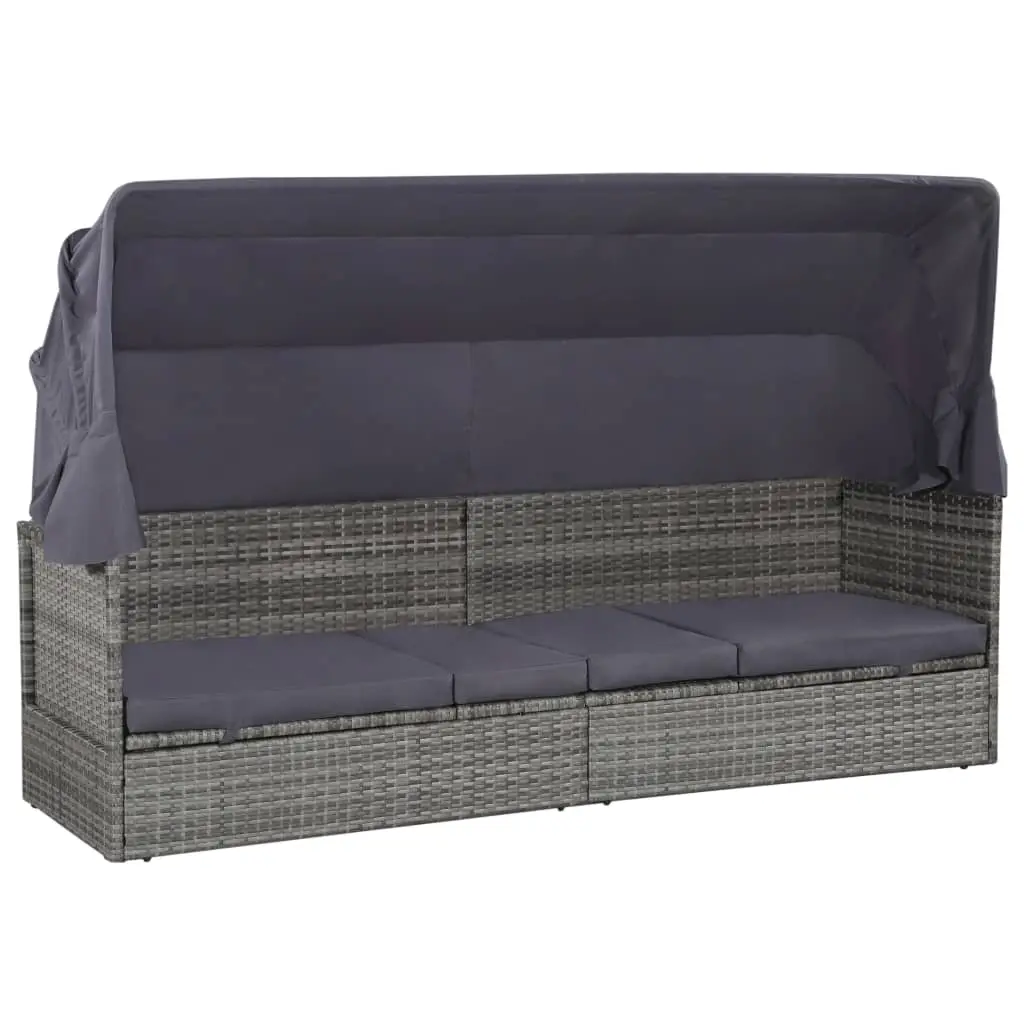 Lit de Jardin à Baldaquin Résine Tressée Gris – ComfortXL Outdoor Living