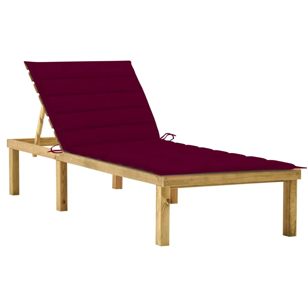 Lit de Relaxation Pin Massif Coussin Bordeaux Premium – ComfortXL Outdoor Living
