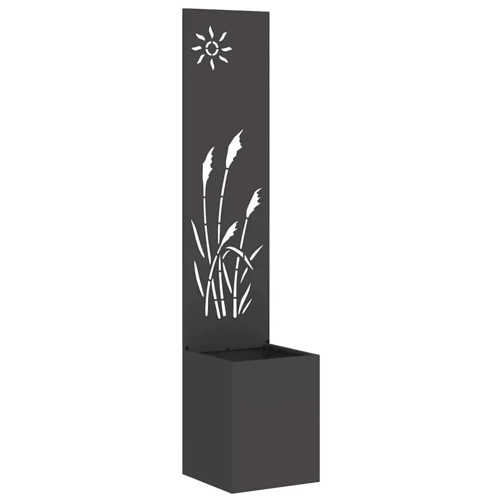 Jardinière – Pot De Fleurs – Bac à Fleurs avec Panneau Décoratif Noir 32 x 140 cm g1167