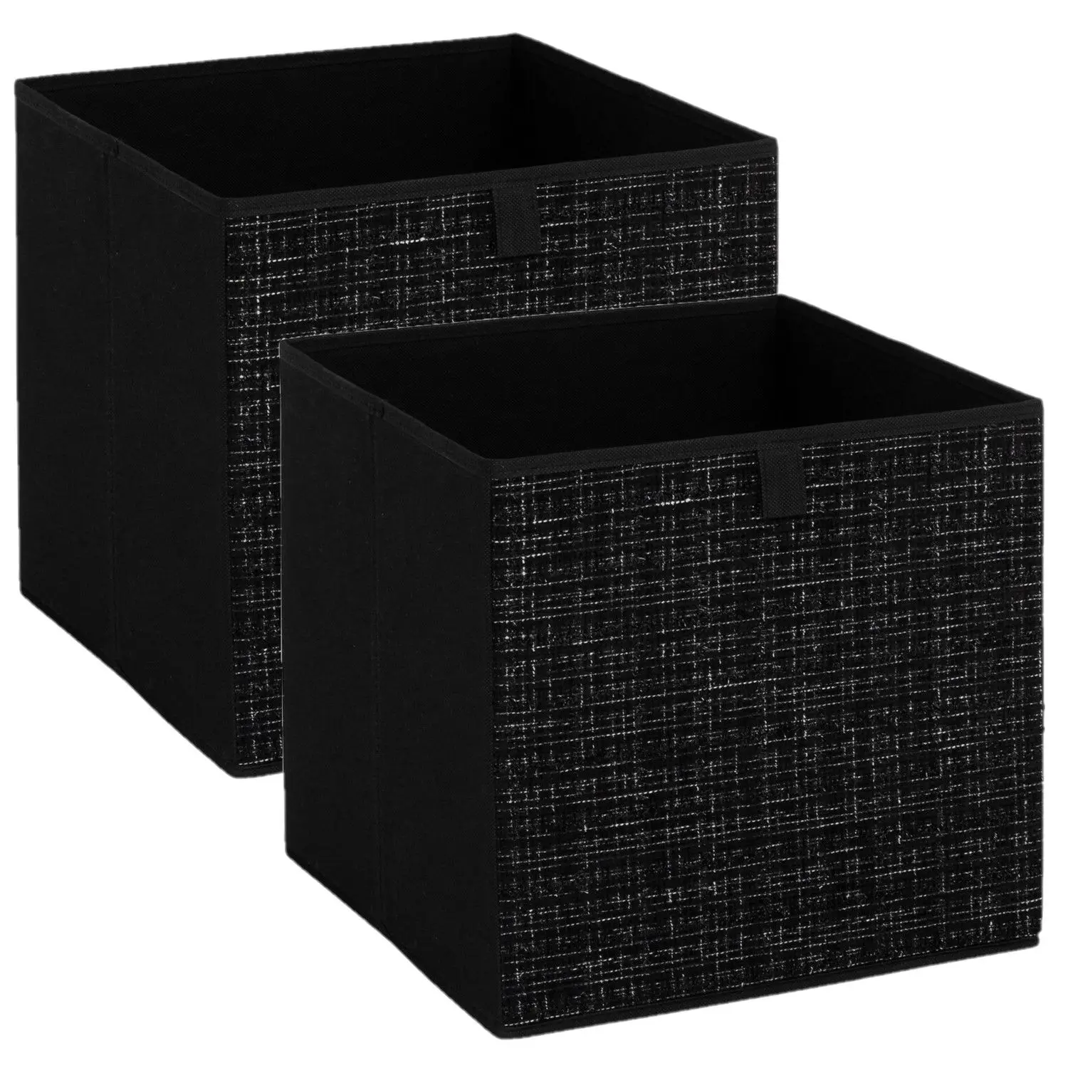 Lot de 2 boites de rangement- Noir – TWEED – L. 31 x l.31 x H. 31 cm – Five Simply smart
