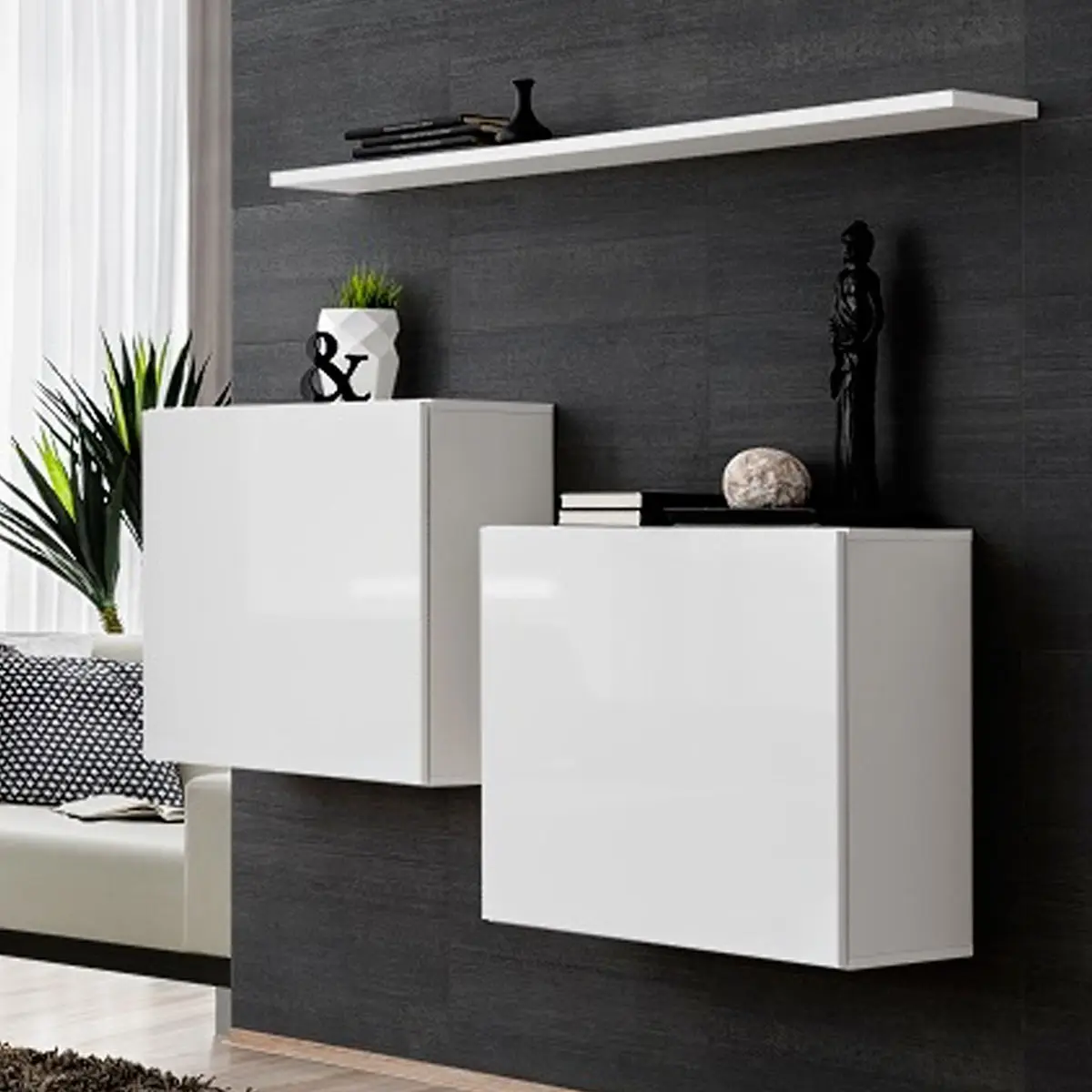Lot de 2 Blocs & Étagère «Switch SBI» 130cm Blanc