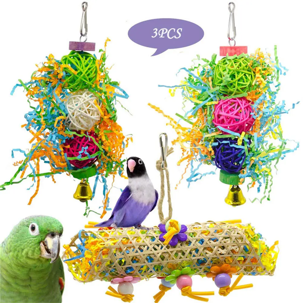 Jouet combiné en trois pièces pour perroquet MCBOSON