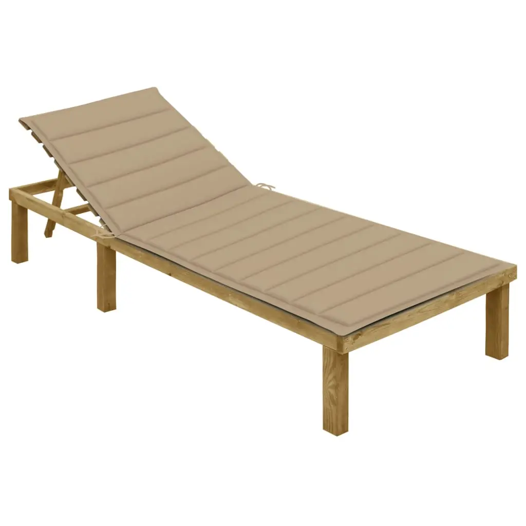 Lit de Jardin Extérieur Pin Imprégné Coussin Beige Naturel – ComfortXL Outdoor Living