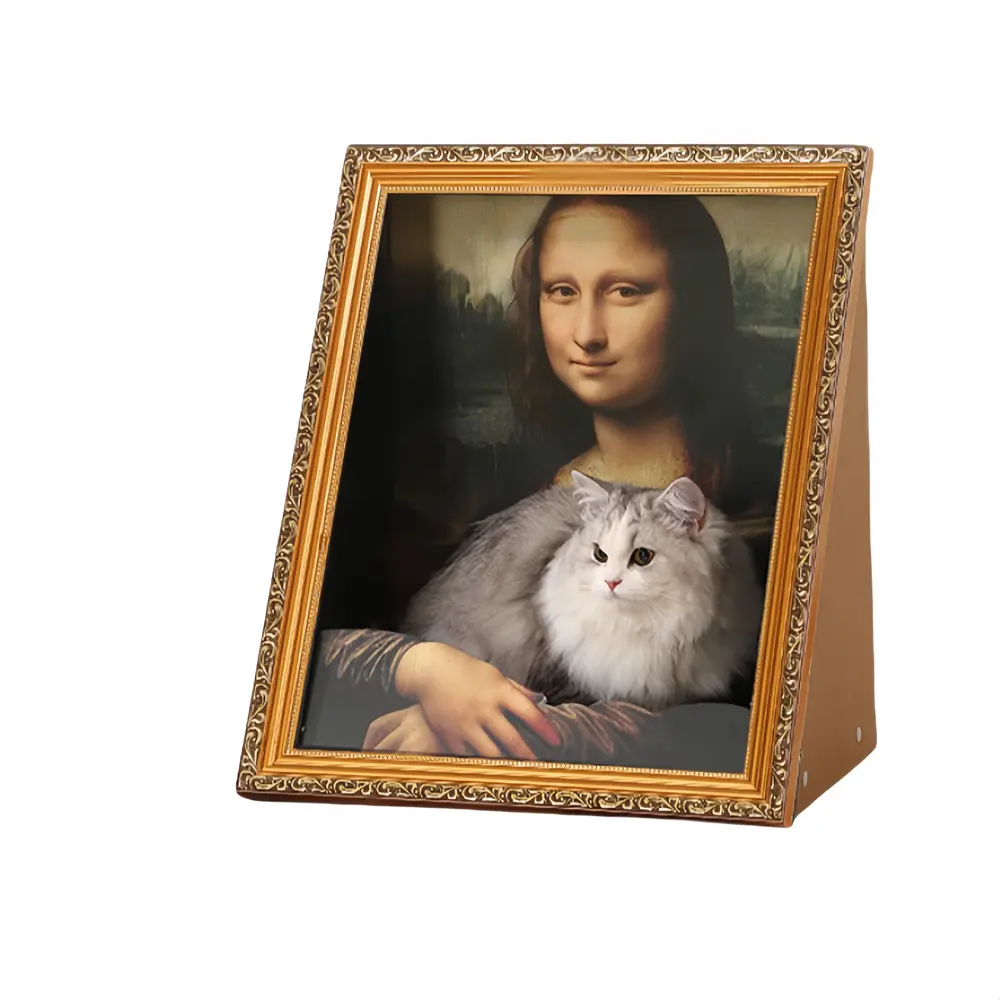 Lit pour chat avec peinture à l’huile 4D – La Joconde