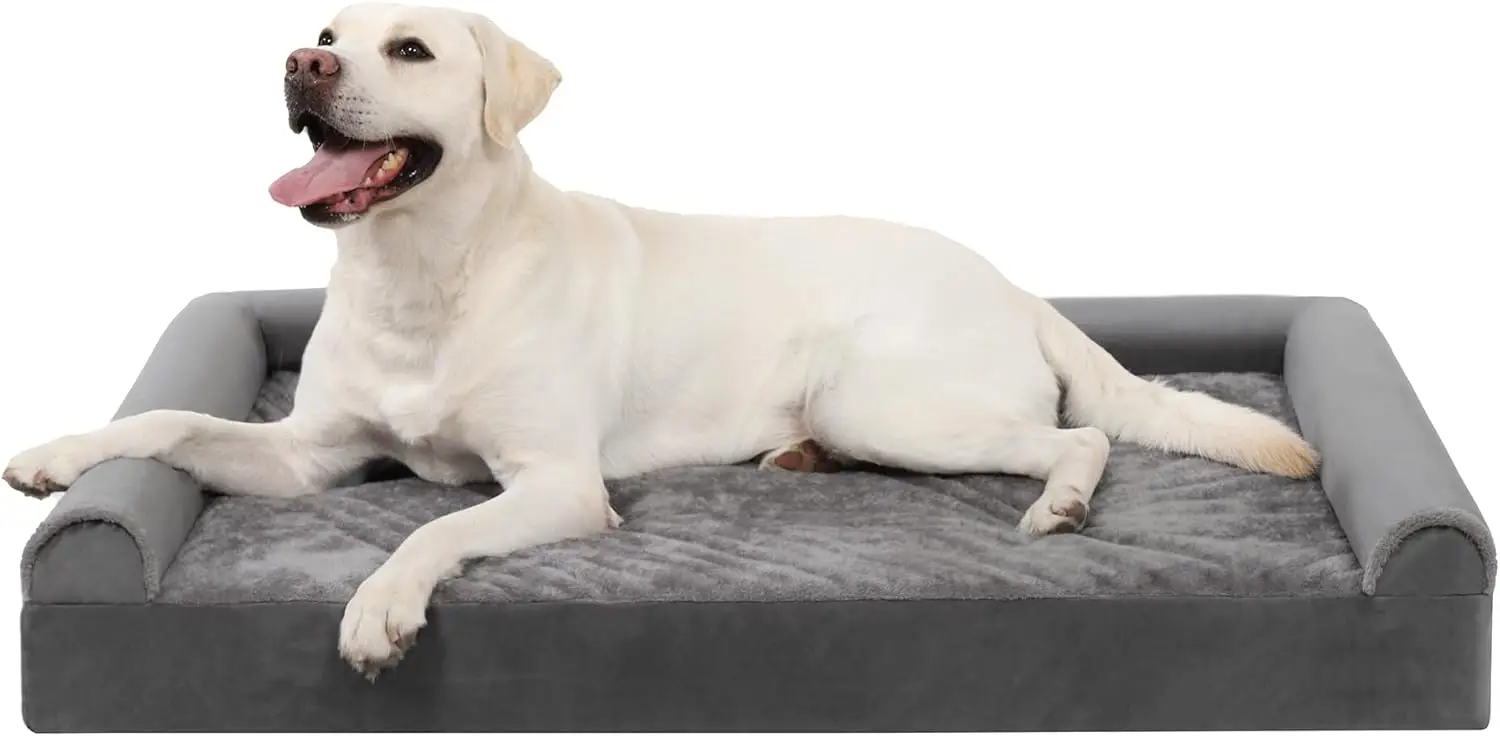 Lit Orthopédique pour Chien, Canapé Déhoussable et Lavable 105x70x18cm Gris