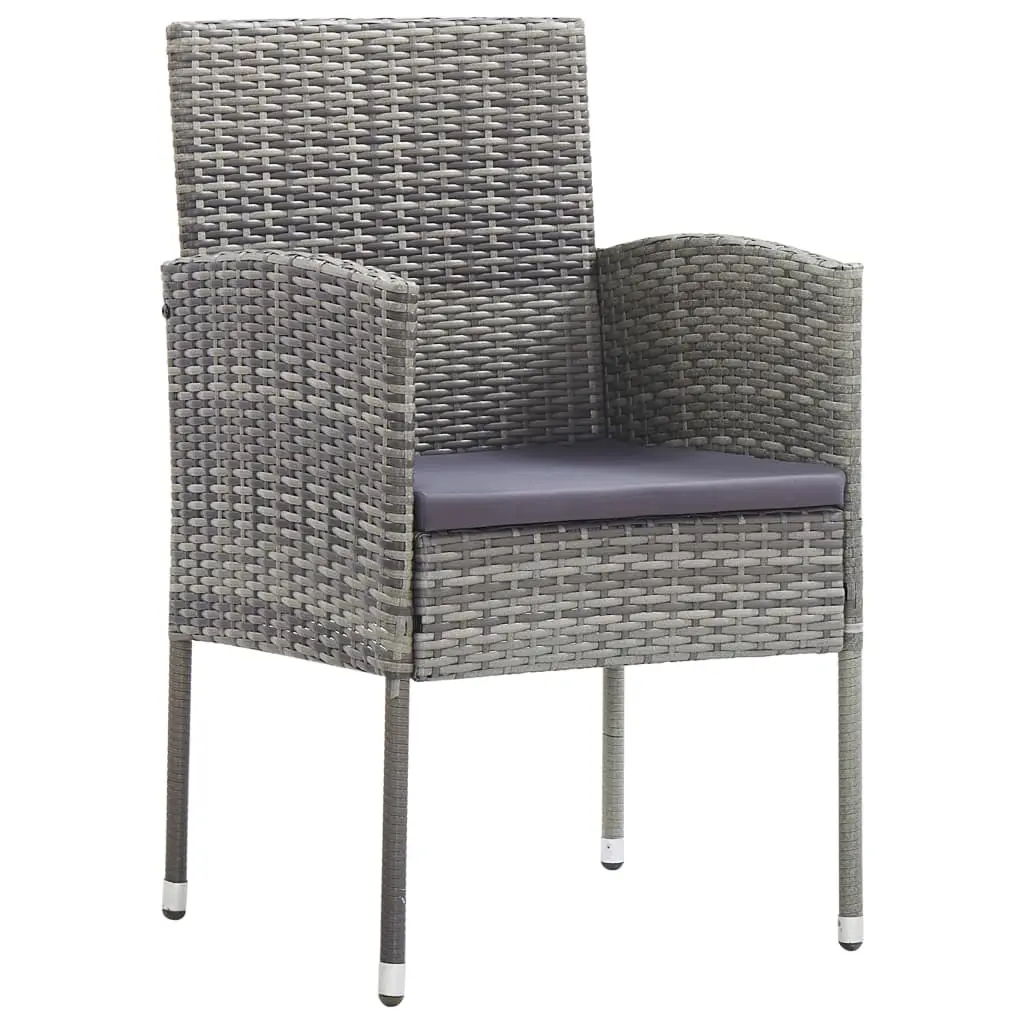 Lot de 2 Chaises de jardin | Chaise d’extérieur coussins gris foncé résine tressée