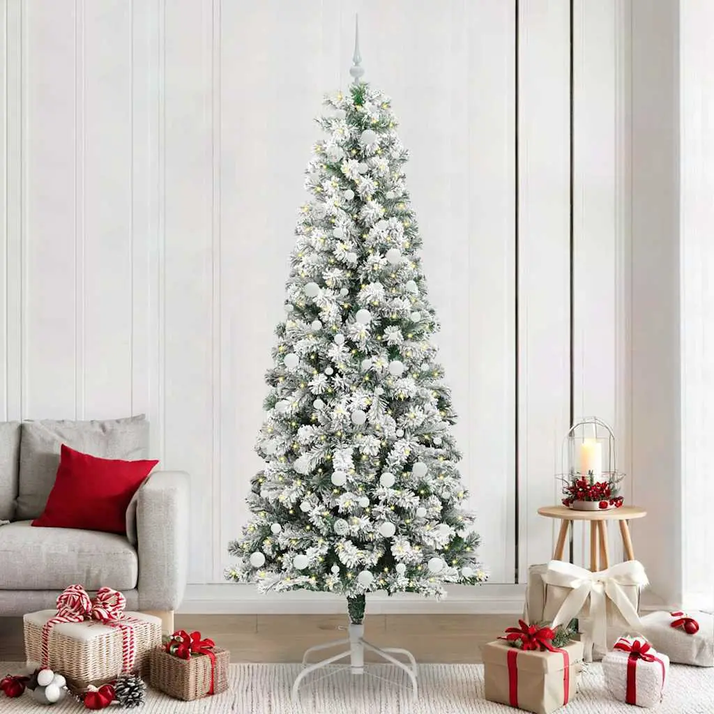 Kit Complet Sapin de Noël 240 cm, Artificiel avec LED Intégrées et 120 Décorations, Montage Facile – ComfortXL Outdoor Living