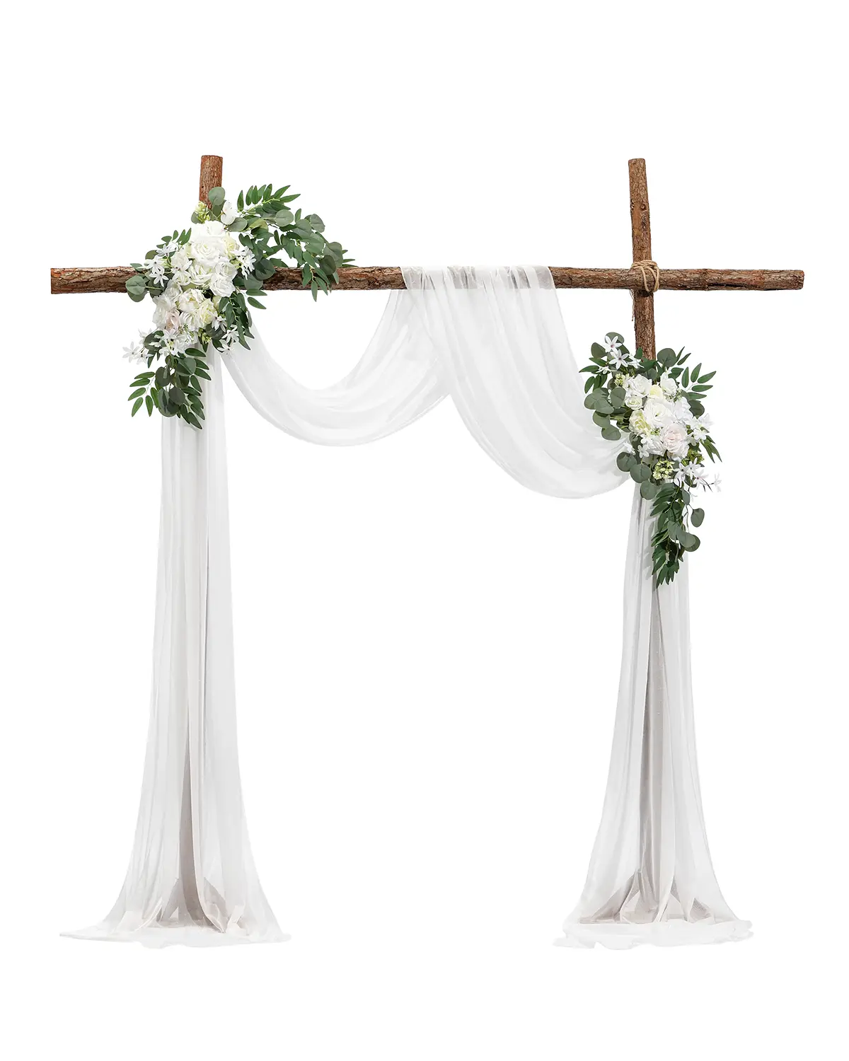 VEVOR Kit fleurs artificielles arche mariage, 2 bouquets, 1 rideau, blanc.