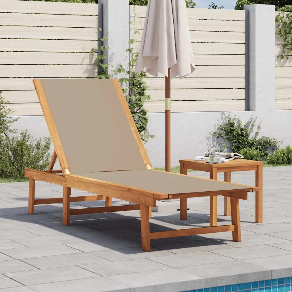 Lit de Soleil Bois Acacia Textilène Dossier Réglable Taupe – ComfortXL Outdoor Living