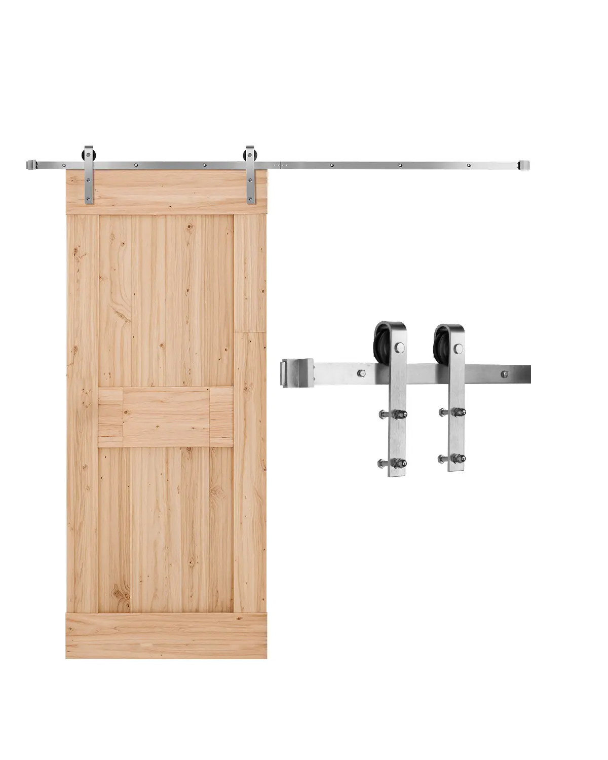 VEVOR Kit porte grange 244 cm, rail J, 150 kg, pour portes 106-121cm larg. 3.5-4.4cm ép., sans porte.