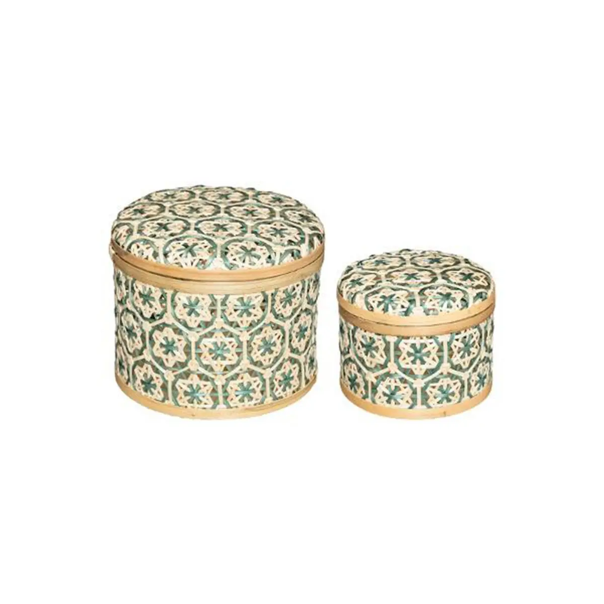 Lot de 2 Boîtes de Rangement «Idylle Folk» 20cm Bleu