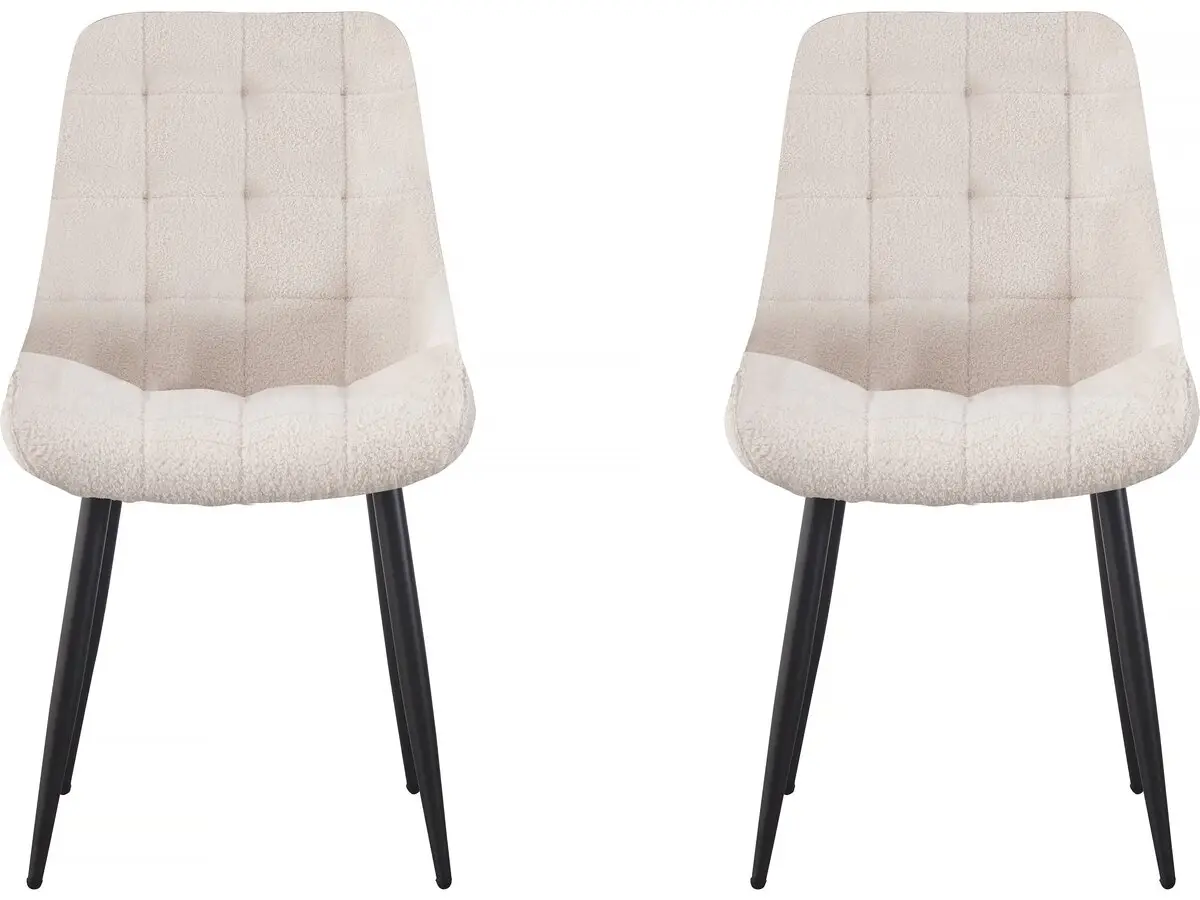 Lot De 2 Chaises Bouclette «victoria» – Beige -habitat Et Jardin