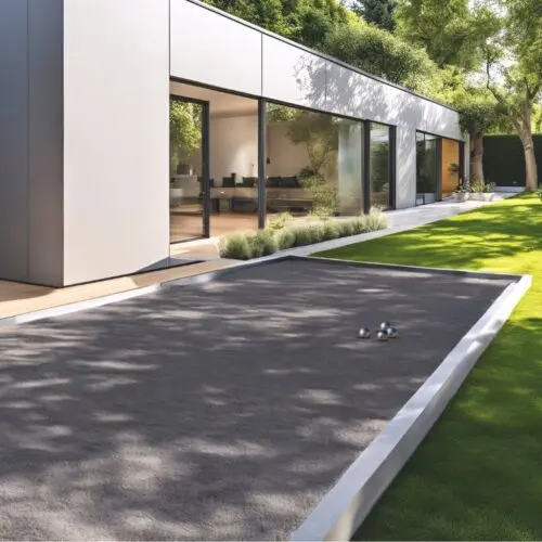 “LE MINI” Pack Terrain de Pétanque GRIS 12M² (Kit de Traverses + Géotextile + GNT + Sable à Pétanque Gris) – Livraison PREMIUM