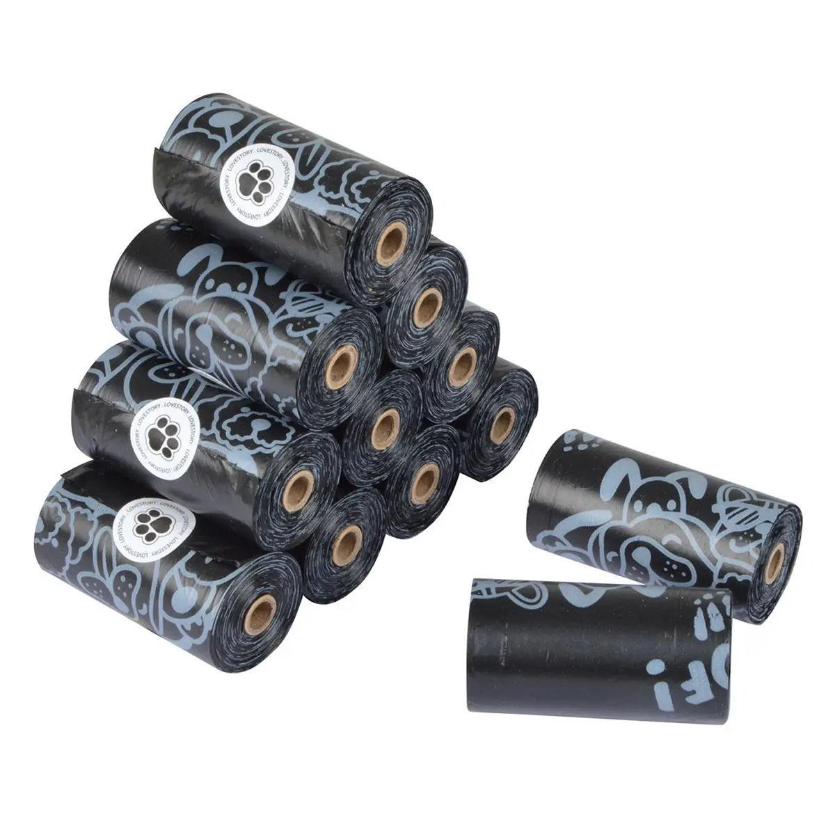 Lot de 12 Rouleaux de 20 Sacs «Déjections» 12cm Noir