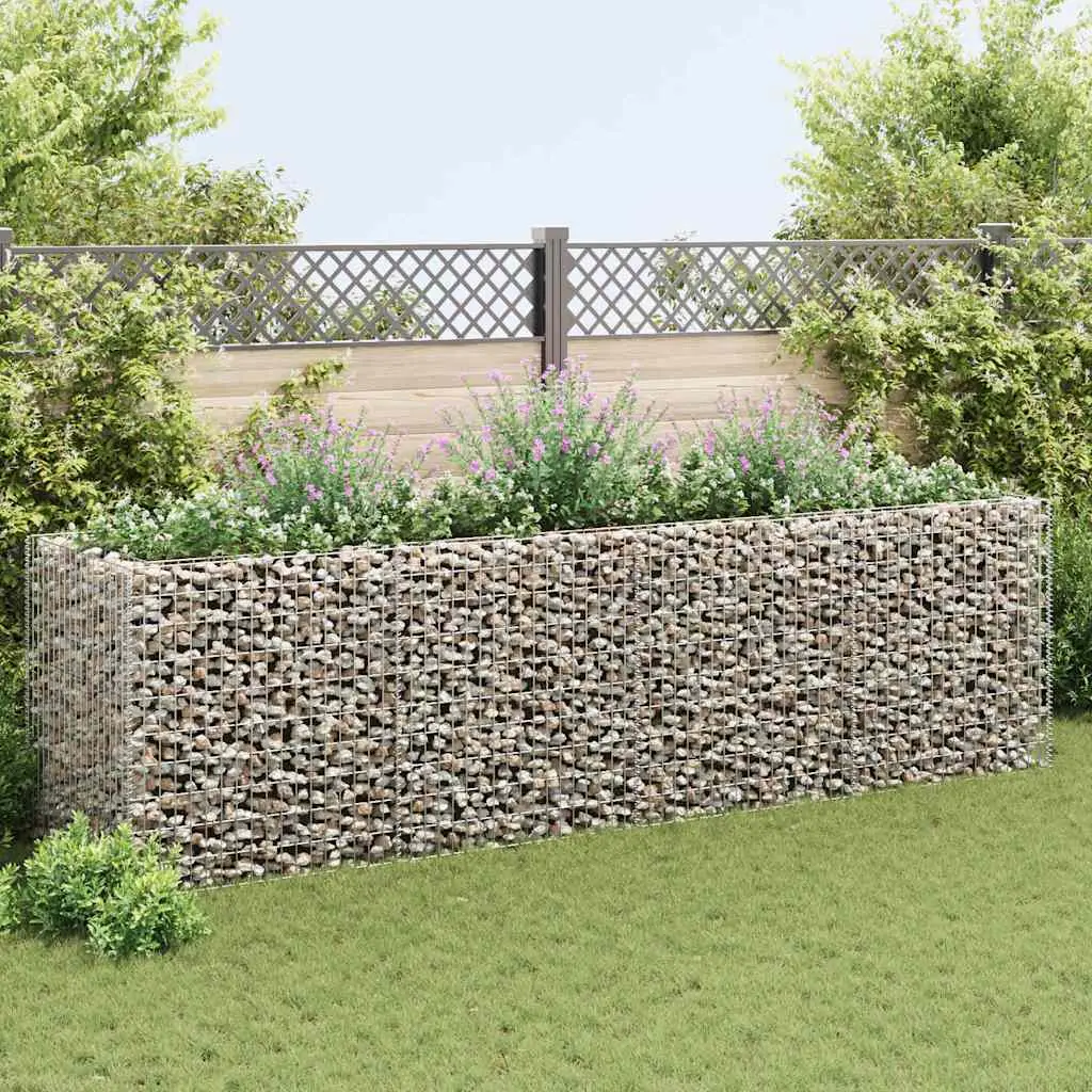 Lit surélevé à gabion acier argenté 360 x 90 x 100 cm – PANGIVO
