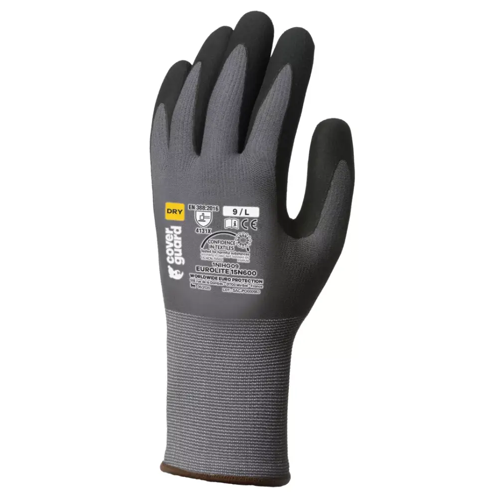 Lot de 10 gants de travail COVERGUARD EUROLITE 15N600 Gris 9