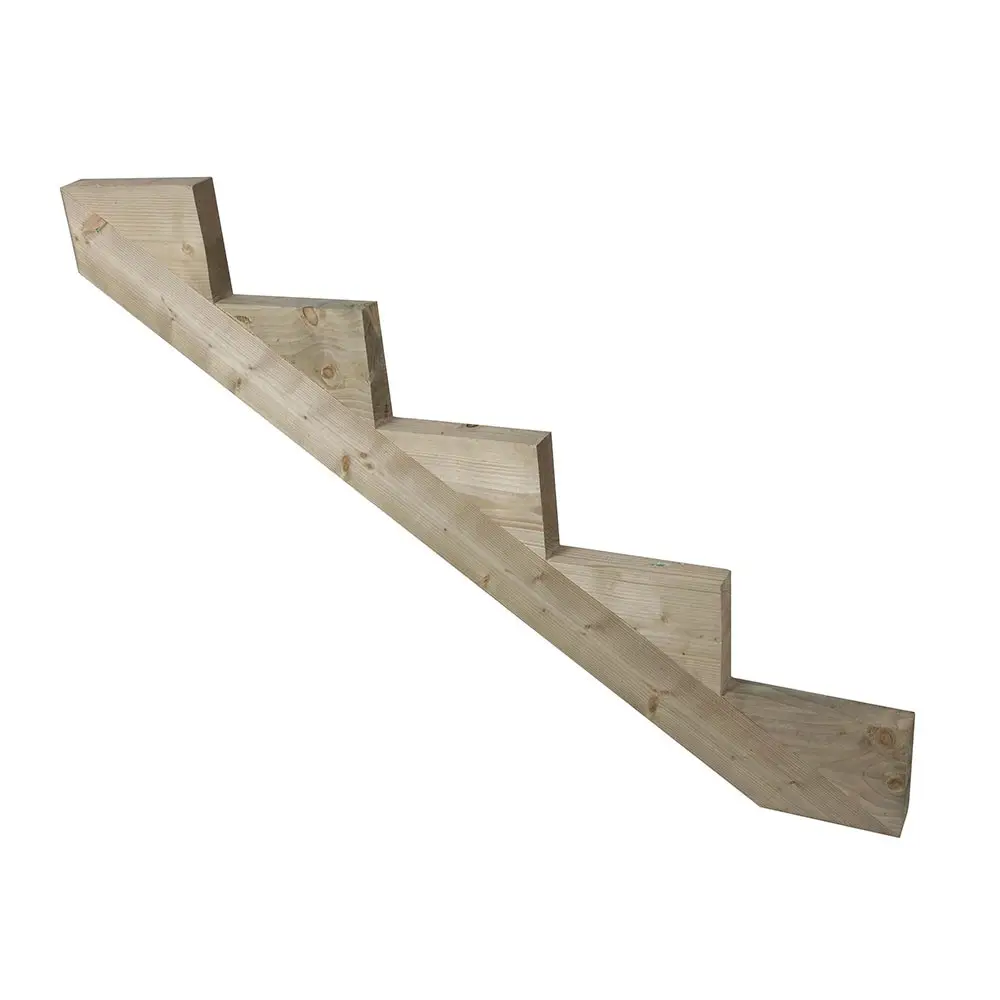 Limon 5 Marches Escalier Pin Traite – Escalier Extérieur – Pré-entaillé