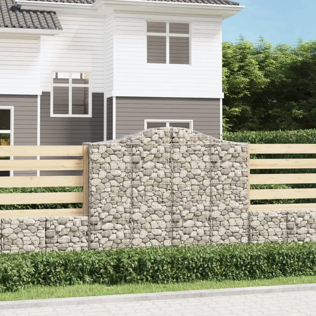 Lot 8 Paniers Gabion Arqué Acier Galvanisé Mur Décoratif Jardin 200x50x180 cm – ComfortXL Outdoor Living