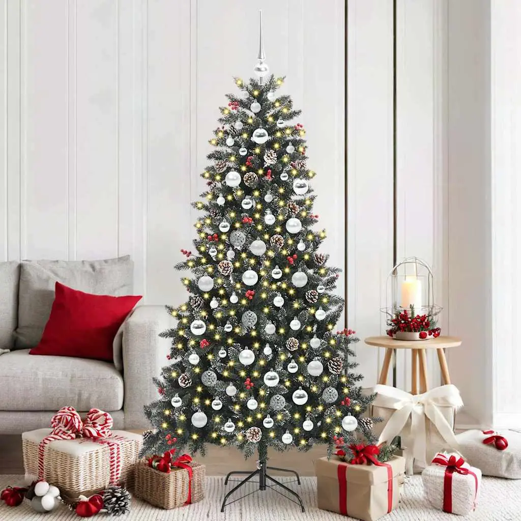 Kit Sapin de Noël Artificiel Réaliste 180 cm, 300 LED & Décorations Pommes de Pin Incluses – ComfortXL Outdoor Living