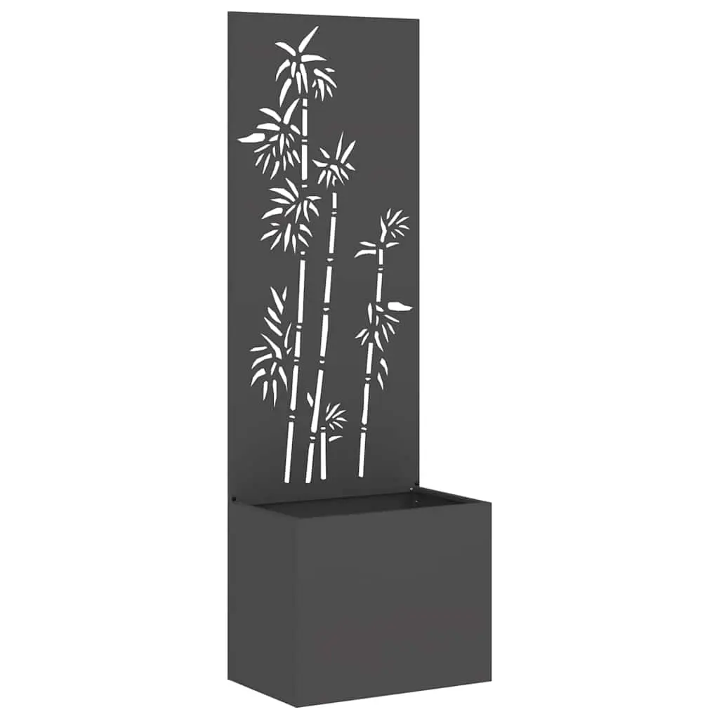 Jardinière – Pot De Fleurs – Bac à Fleurs avec Panneau Décoratif Noir 50 x 140 cm g1177