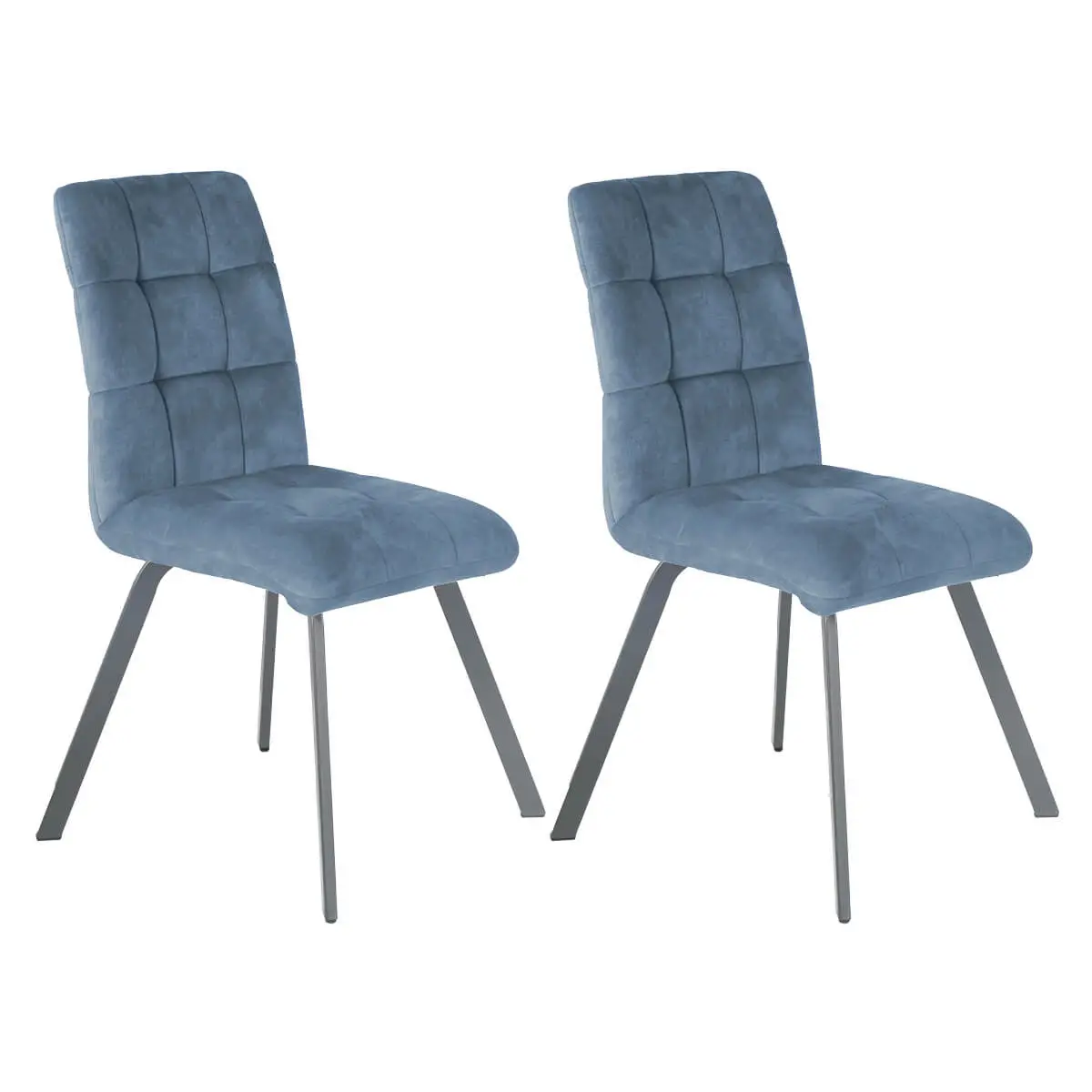 Lot de 2 Chaises Capitonnées Bleu Gris – JOHN