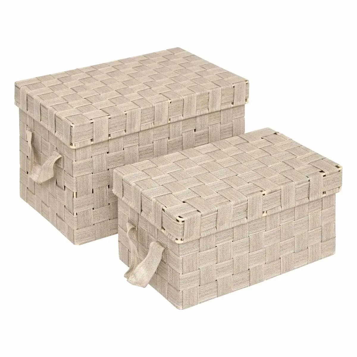 Lot de 2 Boîtes de Rangement «Lise» 35cm Beige