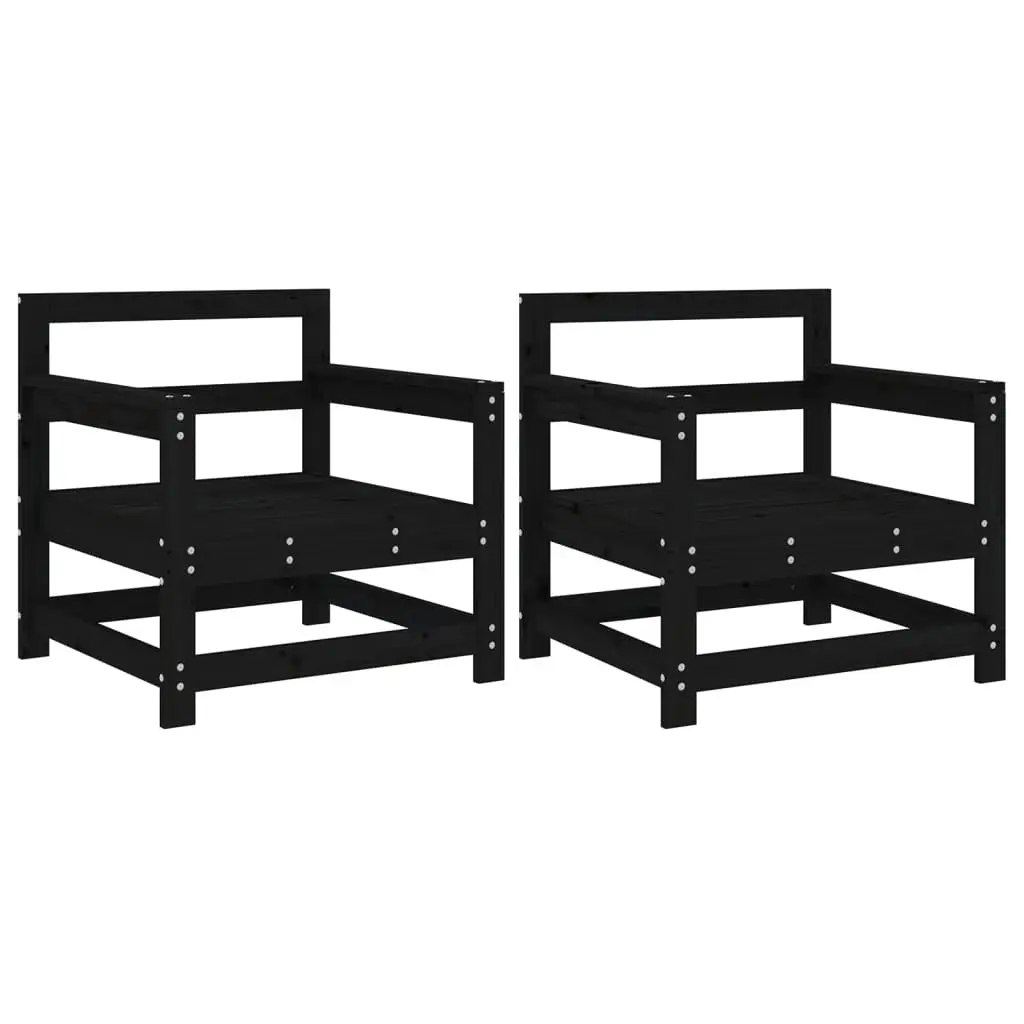 Lot de 2 Chaises de jardin | Chaise d’extérieur noir bois massif de pin