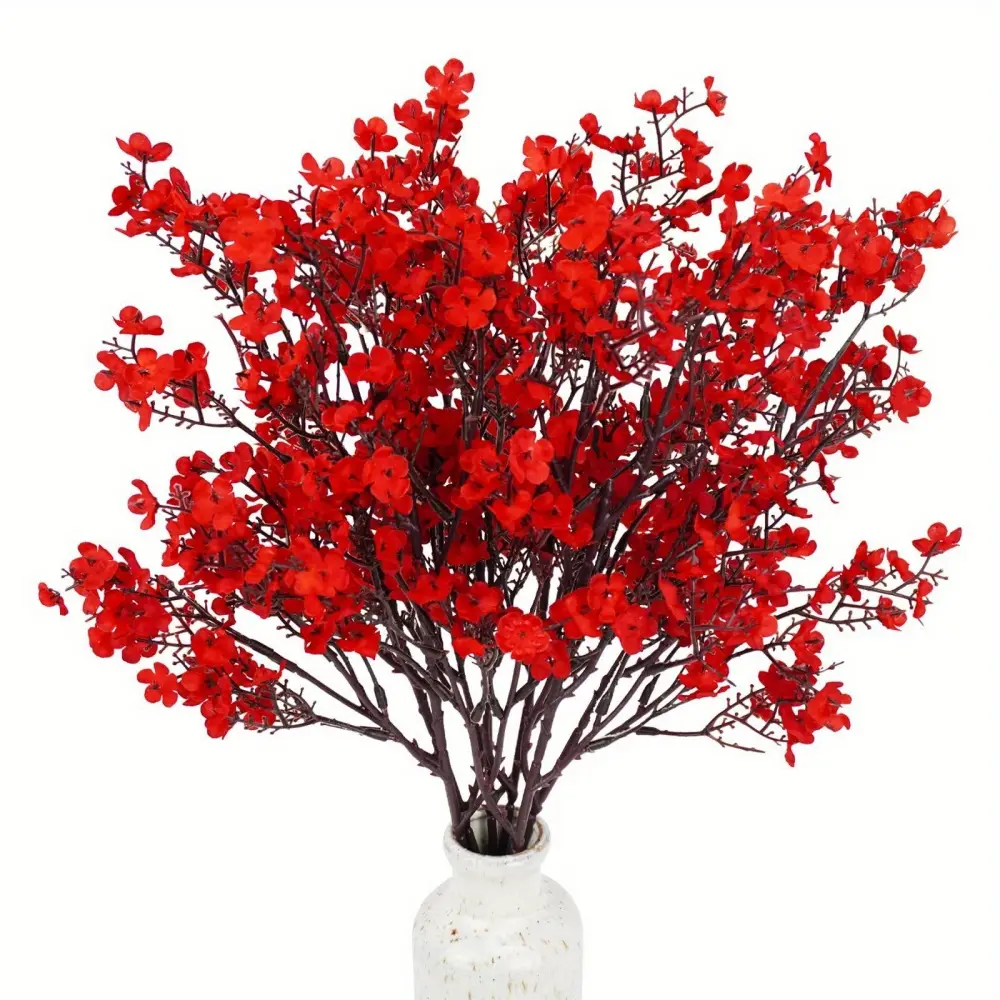 Lot de 10 Fleurs Artificielles Gypsophile Rose Rouge – Décoration Mariage et Intérieur Sans Entretien – Lytech