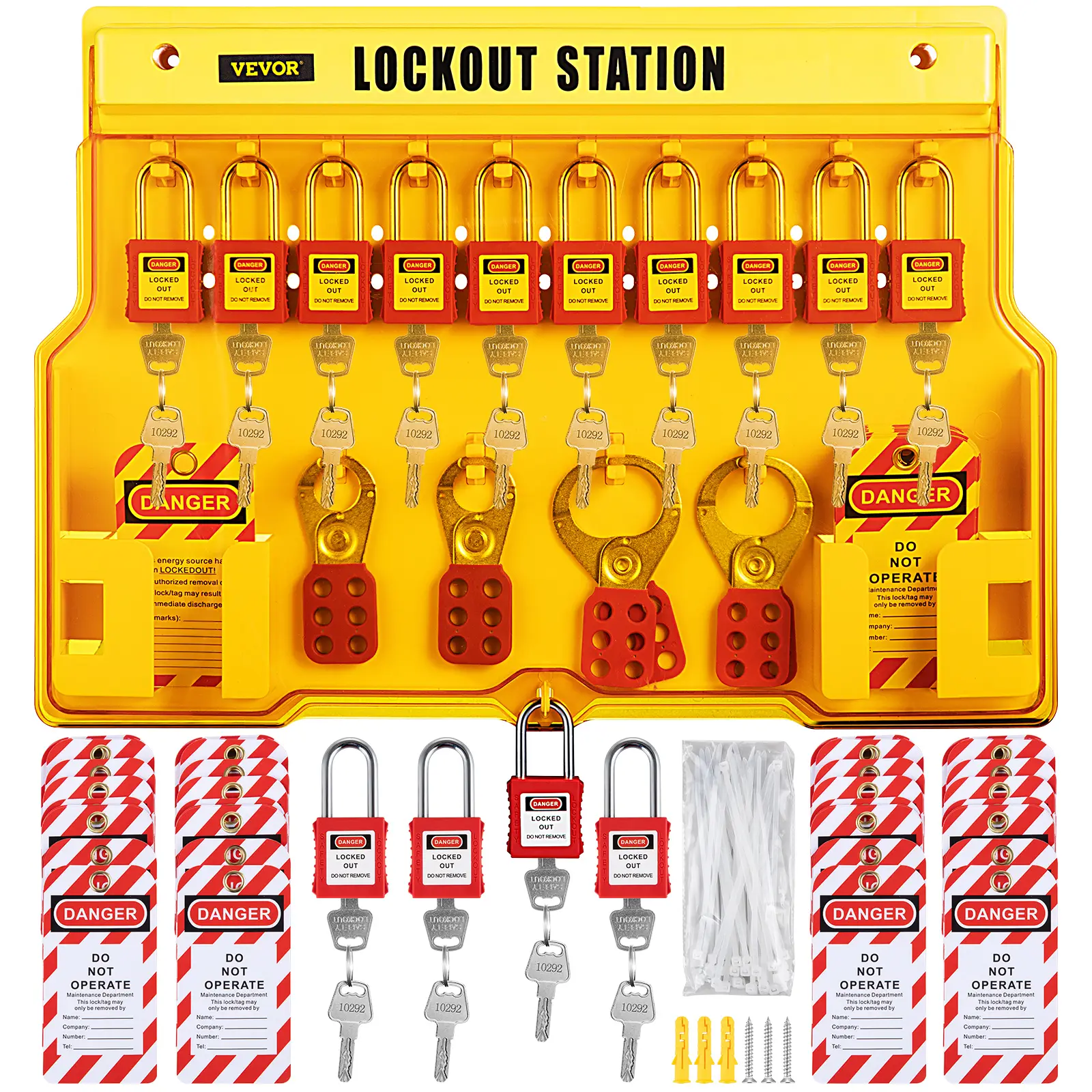 VEVOR Kit étiquetage verrouillage 58 pièces. Sécurité électrique, verrou LOTO.
