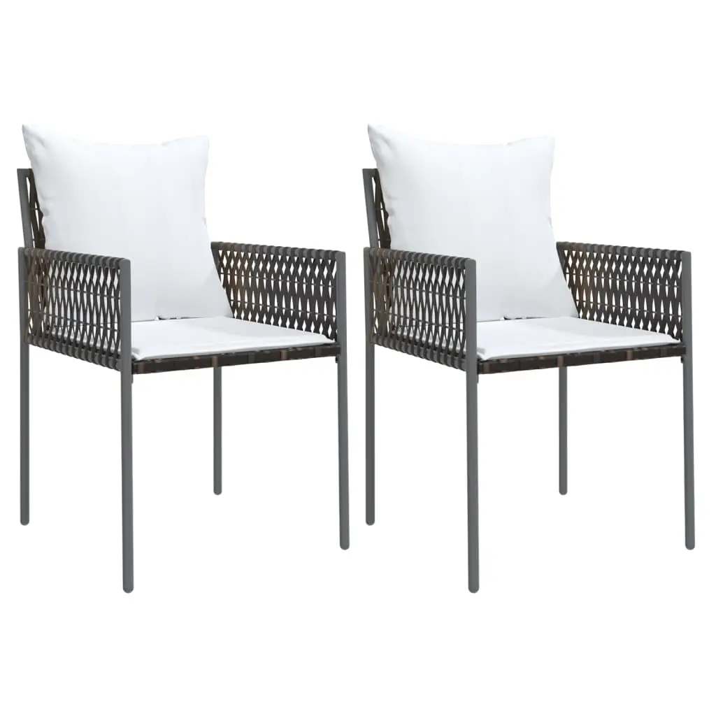 Lot de 2 Chaises de jardin | Chaise d’extérieur et coussins marron 54x61x83 cm rotin