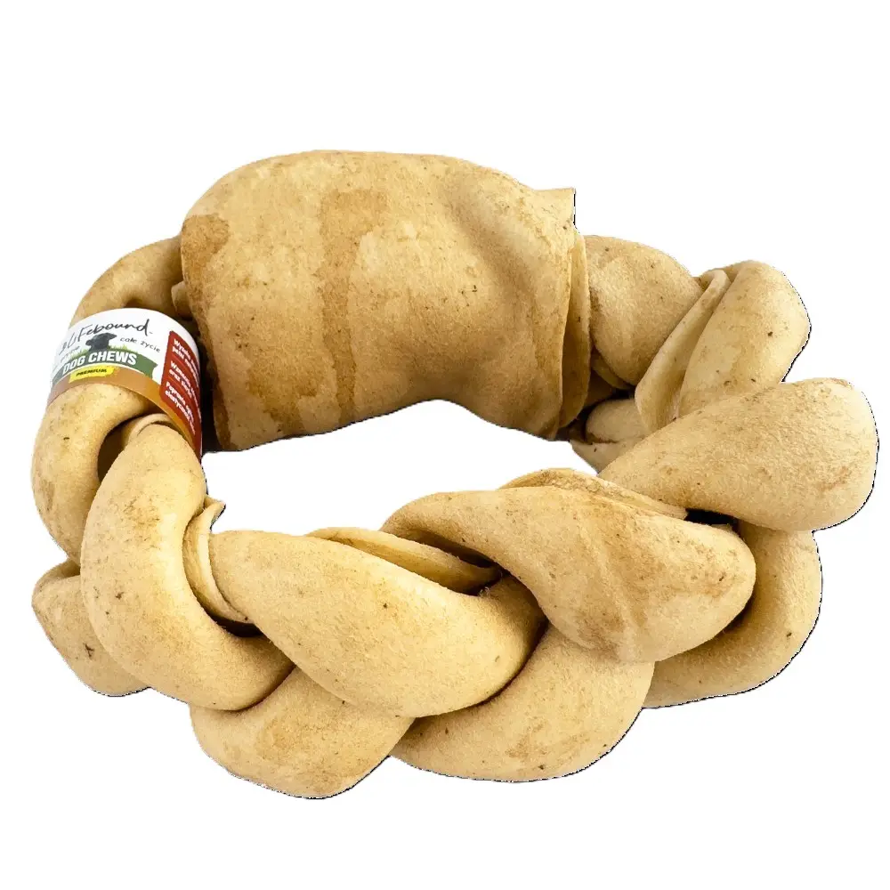 Lifebound Os à mâcher tressés en cuir de veau, lot de 6, 15 cm